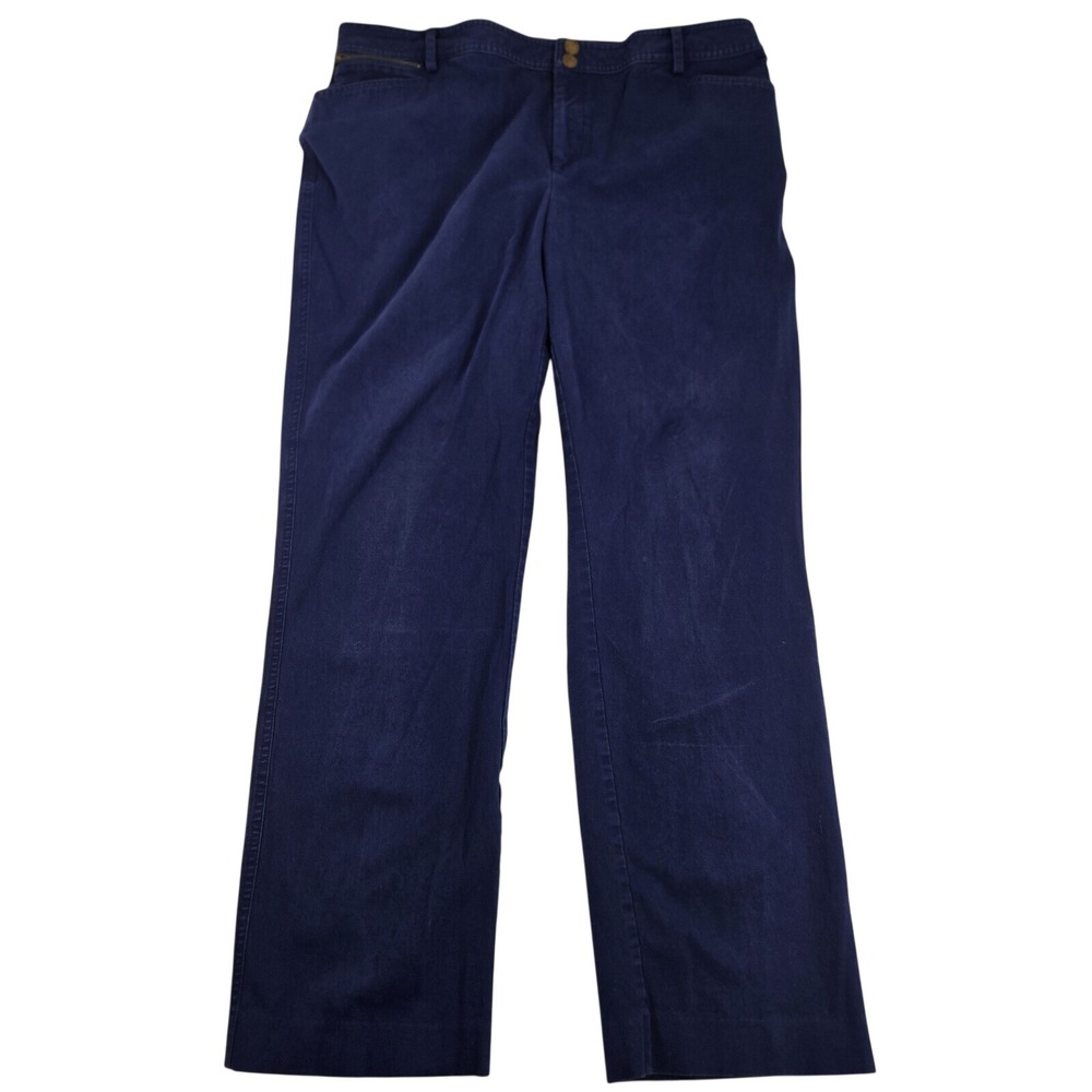 Lauren Ralph Lauren Women 14W Navy‎ Blue Bootcut Pants Cotton Blend Career